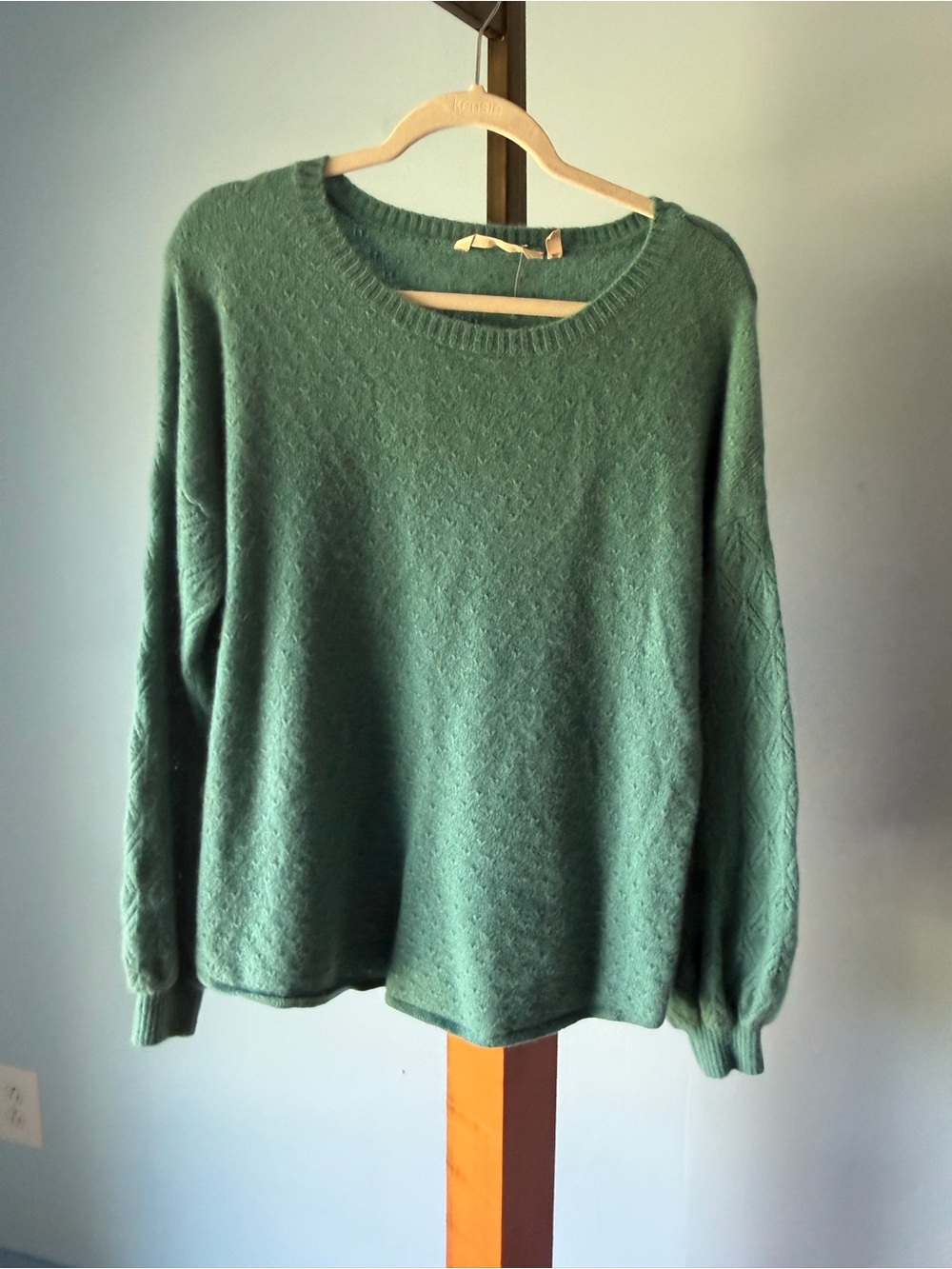 Soft Surroundings Teal Green Crewneck Sweater 100% Cashmere large